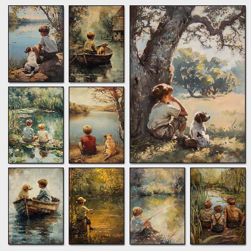 Outdoor Adventure Boys - Plakat w stylu vintage do pokoju