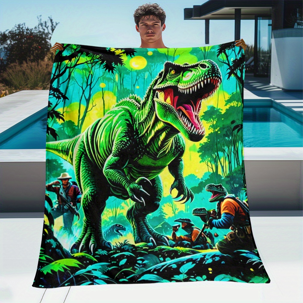 Outdoor Adventure Boys - Koc polarowy z dinozaurem T-Rexem, przygoda